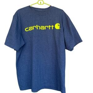 Carhartt Shirt Mens Large Blue Short Sleeve Graphic Logo Tee Workwear K195 413